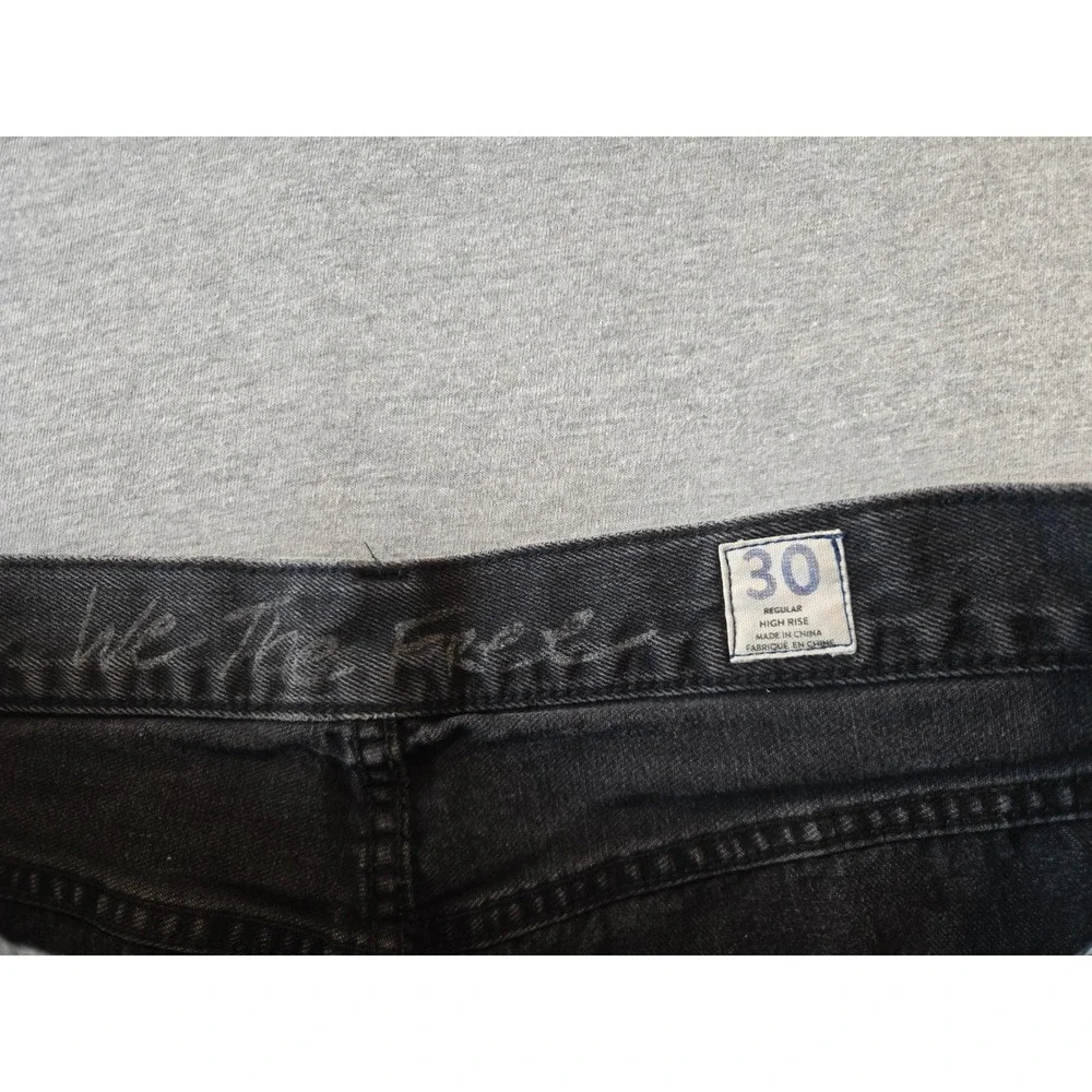 Free People Blossom Rigid Skinny Jeans Women 30 Black Distressed Cropped Raw Hem